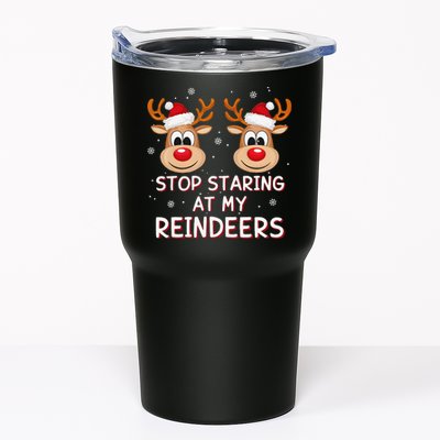 Stop Staring At My Reindeers Dirty Xmas Boob Joke Tumbler