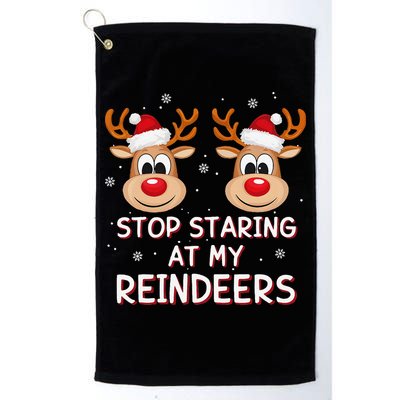 Stop Staring At My Reindeers Dirty Xmas Boob Joke Golf Towel