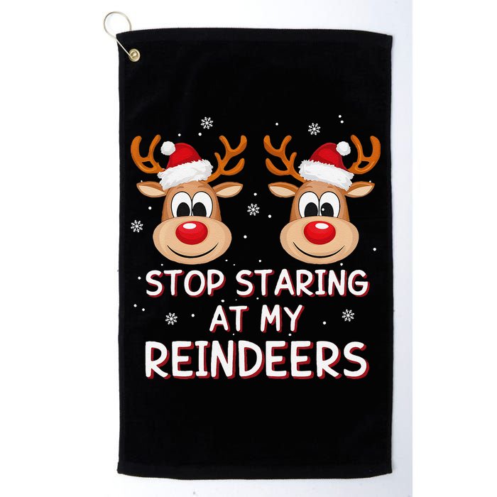 Stop Staring At My Reindeers Dirty Xmas Boob Joke Golf Towel