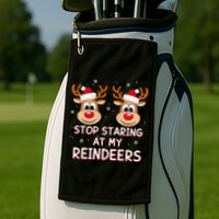 Stop Staring At My Reindeers Dirty Xmas Boob Joke Golf Towel