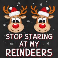 Stop Staring At My Reindeers Dirty Xmas Boob Joke Golf Towel