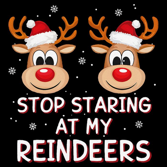 Stop Staring At My Reindeers Dirty Xmas Boob Joke Toddler T-Shirt