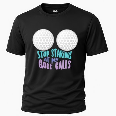 Stop Staring At My Golf Balls Funny Boobs For Golfer Performance Shirt