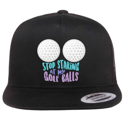 Stop Staring At My Golf Balls Funny Boobs For Golfer Flatbill Hat