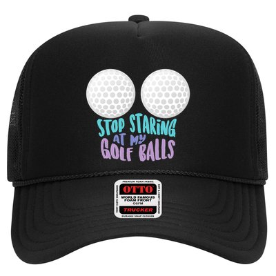 Stop Staring At My Golf Balls Funny Boobs For Golfer Trucker Hat