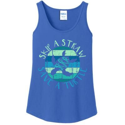 Sksksk Skip A Straw Save A Turtle Vintage Turtle Gift Great Gift Ladies Essential Tank