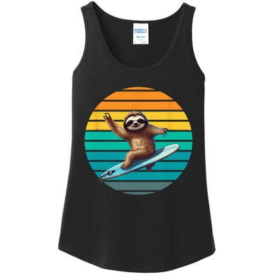 Sloth Surfing A Wave Surfing Sloth Surf Ladies Essential Tank