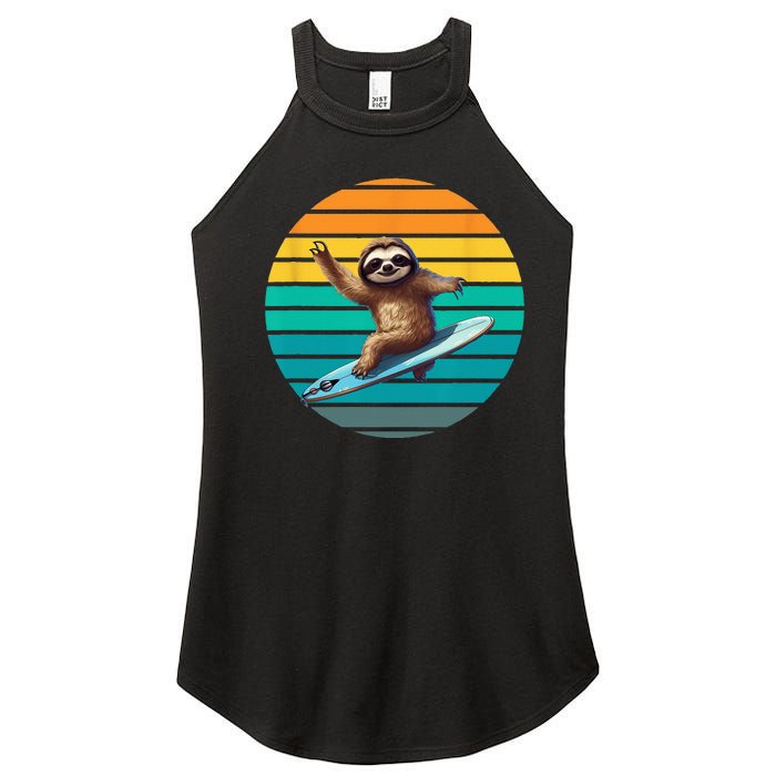 Sloth Surfing A Wave Surfing Sloth Surf Women’s Perfect Tri Rocker Tank