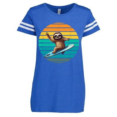 Sloth Surfing A Wave Surfing Sloth Surf Enza Ladies Jersey Football T-Shirt