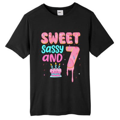 Sweet Sassy And Seven Birthday Girl Donut 7th Birthday Tall Fusion ChromaSoft Performance T-Shirt