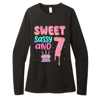 Sweet Sassy And Seven Birthday Girl Donut 7th Birthday Womens CVC Long Sleeve Shirt