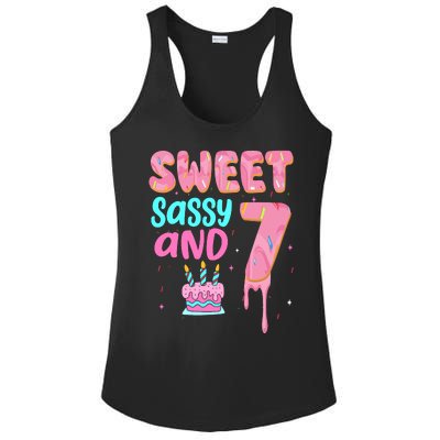 Sweet Sassy And Seven Birthday Girl Donut 7th Birthday Ladies PosiCharge Competitor Racerback Tank