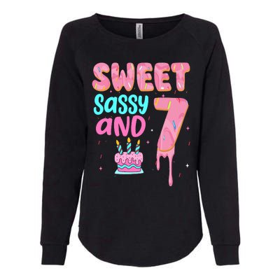 Sweet Sassy And Seven Birthday Girl Donut 7th Birthday Womens California Wash Sweatshirt