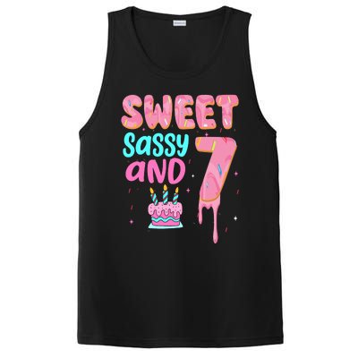 Sweet Sassy And Seven Birthday Girl Donut 7th Birthday PosiCharge Competitor Tank