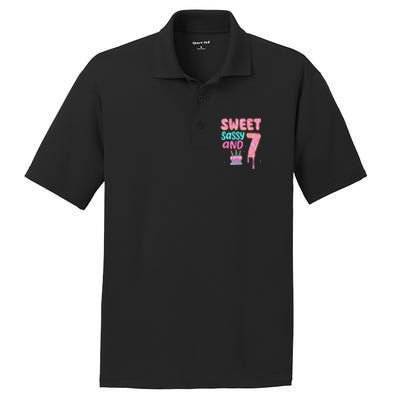 Sweet Sassy And Seven Birthday Girl Donut 7th Birthday PosiCharge RacerMesh Polo