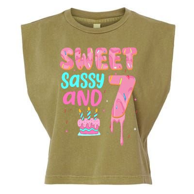 Sweet Sassy And Seven Birthday Girl Donut 7th Birthday Garment-Dyed Women's Muscle Tee