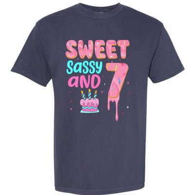 Sweet Sassy And Seven Birthday Girl Donut 7th Birthday Garment-Dyed Heavyweight T-Shirt