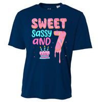 Sweet Sassy And Seven Birthday Girl Donut 7th Birthday Cooling Performance Crew T-Shirt