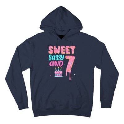 Sweet Sassy And Seven Birthday Girl Donut 7th Birthday Hoodie