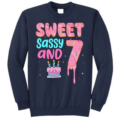 Sweet Sassy And Seven Birthday Girl Donut 7th Birthday Sweatshirt