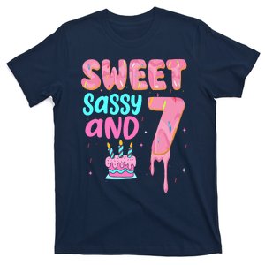 Sweet Sassy And Seven Birthday Girl Donut 7th Birthday T-Shirt