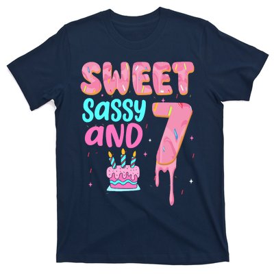 Sweet Sassy And Seven Birthday Girl Donut 7th Birthday T-Shirt