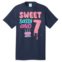 Sweet Sassy And Seven Birthday Girl Donut 7th Birthday Tall T-Shirt