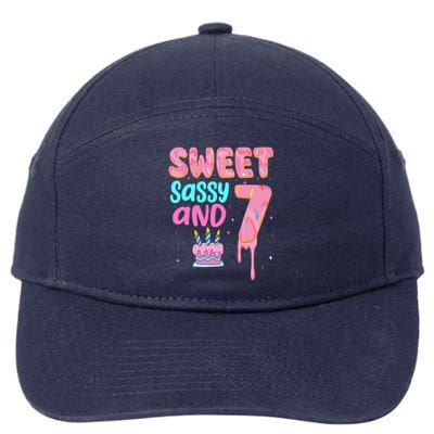 Sweet Sassy And Seven Birthday Girl Donut 7th Birthday 7-Panel Snapback Hat