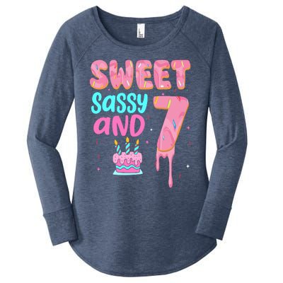 Sweet Sassy And Seven Birthday Girl Donut 7th Birthday Women's Perfect Tri Tunic Long Sleeve Shirt