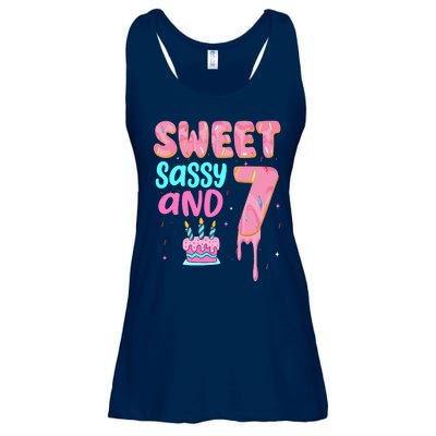 Sweet Sassy And Seven Birthday Girl Donut 7th Birthday Ladies Essential Flowy Tank