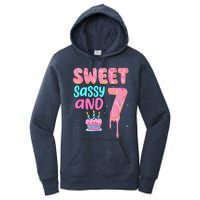 Sweet Sassy And Seven Birthday Girl Donut 7th Birthday Women's Pullover Hoodie