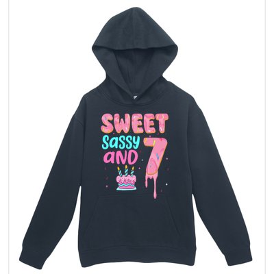 Sweet Sassy And Seven Birthday Girl Donut 7th Birthday Urban Pullover Hoodie