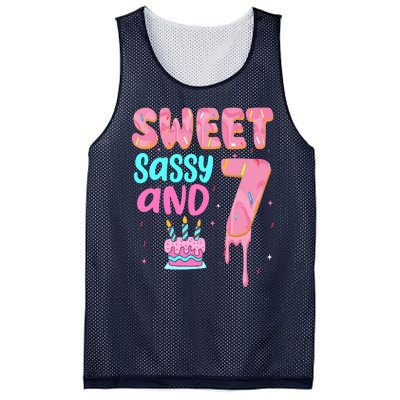 Sweet Sassy And Seven Birthday Girl Donut 7th Birthday Mesh Reversible Basketball Jersey Tank