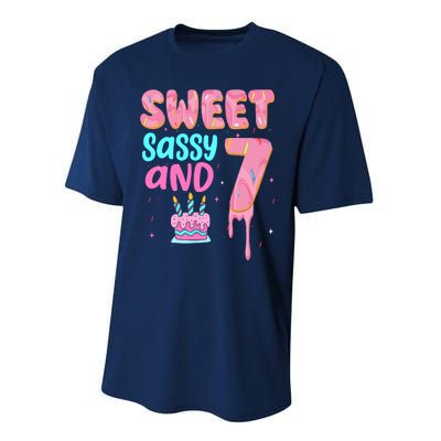 Sweet Sassy And Seven Birthday Girl Donut 7th Birthday Performance Sprint T-Shirt