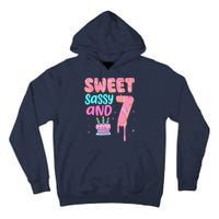 Sweet Sassy And Seven Birthday Girl Donut 7th Birthday Tall Hoodie