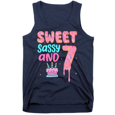 Sweet Sassy And Seven Birthday Girl Donut 7th Birthday Tank Top