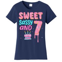 Sweet Sassy And Seven Birthday Girl Donut 7th Birthday Women's T-Shirt