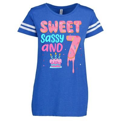 Sweet Sassy And Seven Birthday Girl Donut 7th Birthday Enza Ladies Jersey Football T-Shirt