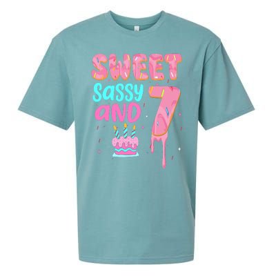 Sweet Sassy And Seven Birthday Girl Donut 7th Birthday Sueded Cloud Jersey T-Shirt