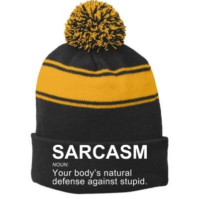 Sarcasm Stripe Pom Pom Beanie