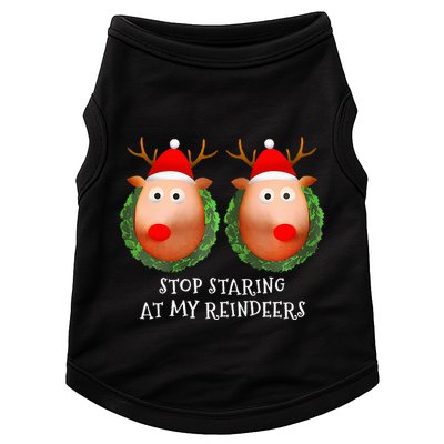 Stop Staring At My Reindeers Boobs Ugly Gag Xmas Sweater  Doggie Tank