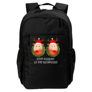 Stop Staring At My Reindeers Boobs Ugly Gag Xmas Sweater  Daily Commute Backpack