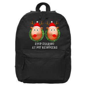 Stop Staring At My Reindeers Boobs Ugly Gag Xmas Sweater  16 in Basic Backpack