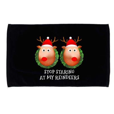 Stop Staring At My Reindeers Boobs Ugly Gag Xmas Sweater  Microfiber Hand Towel