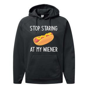 Stop Staring At My Wiener Funny Joke Sarcastic Performance Fleece Hoodie