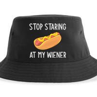 Stop Staring At My Wiener Funny Joke Sarcastic Sustainable Bucket Hat