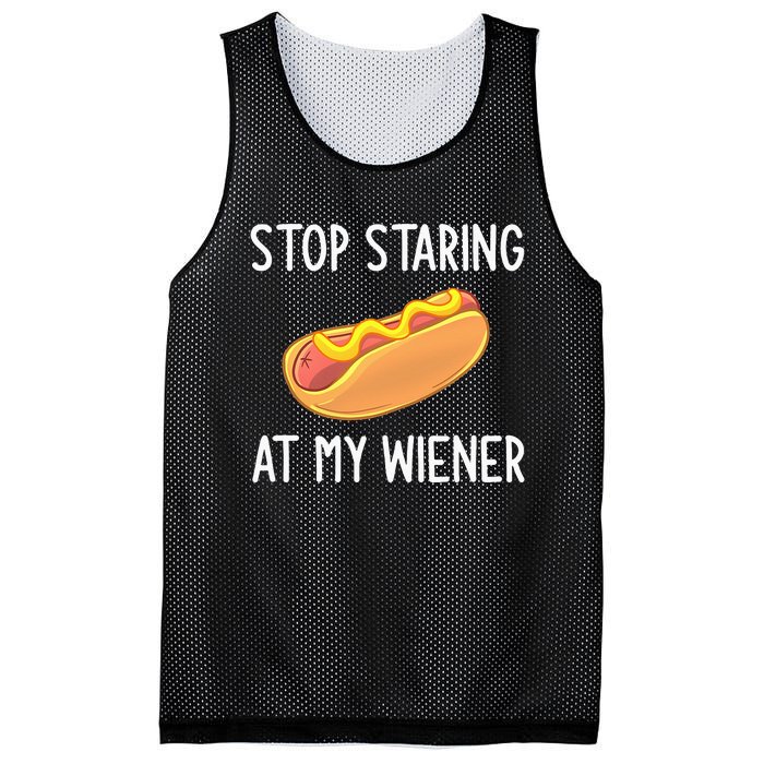 Stop Staring At My Wiener Funny Joke Sarcastic Mesh Reversible Basketball Jersey Tank