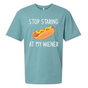 Stop Staring At My Wiener Funny Joke Sarcastic Sueded Cloud Jersey T-Shirt