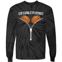 Stop Staring At My Coconuts Beach Summer Coconut Bra Adult Tie-Dye Long Sleeve Shirt