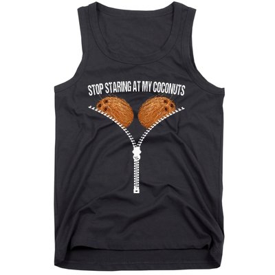 Stop Staring At My Coconuts Beach Summer Coconut Bra Adult Tank Top